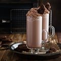 Chocolate cookie milkshake in tall mugs Royalty Free Stock Photo