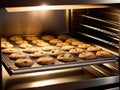 Chocolate chip cookies in the oven