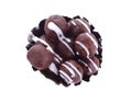 Chocolate cookies /biscuit balls with milk and chocolate ganache sauce on white background Royalty Free Stock Photo