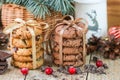 Chocolate cookies and biscuits with cranberries Royalty Free Stock Photo