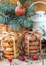 Chocolate cookies and biscuits with cranberries Royalty Free Stock Photo