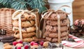 Chocolate cookies and biscuits with cranberries Royalty Free Stock Photo