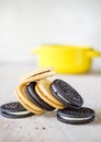 Chocolate cookies with cread Royalty Free Stock Photo