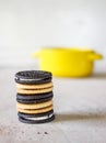 Chocolate cookies with cread Royalty Free Stock Photo