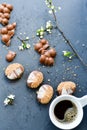 Chocolate cookies and cup of coffee