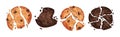 Chocolate Cookies with Drops and Crumbs Vector Set