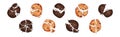 Chocolate Cookies with Drops and Crumbs Vector Set