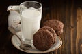 Chocolate cookies with a glass of milk Royalty Free Stock Photo