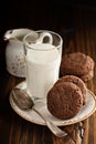 Chocolate cookies with a glass of milk Royalty Free Stock Photo