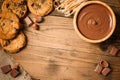 Chocolate cookies and ingredients - Top view Royalty Free Stock Photo
