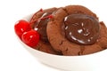 Chocolate cookies with maraschino cherries Royalty Free Stock Photo
