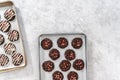 Chocolate cookies with peppermint chips Royalty Free Stock Photo