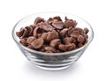 Chocolate corn flakes in a bowl on white background Royalty Free Stock Photo