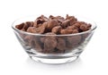 Chocolate corn flakes in a bowl on white background Royalty Free Stock Photo