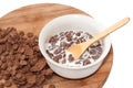 Chocolate cornflakes with milk in the bowl Royalty Free Stock Photo