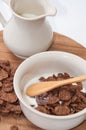Chocolate cornflakes with milk in the bowl Royalty Free Stock Photo