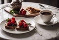 chocolate couple love strawberry two toasts food Breakfast Royalty Free Stock Photo