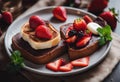 chocolate couple love strawberry two toasts food Breakfast Royalty Free Stock Photo