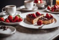 chocolate couple love strawberry two toasts food Breakfast Royalty Free Stock Photo