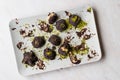 Chocolate Covered Chestnut Dessert with Pistachio Powder. / Kestane Sekeri.