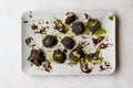 Chocolate Covered Chestnut Dessert with Pistachio Powder. / Kestane Sekeri.