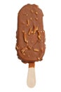 Chocolate covered ice cream on a stick with almonds icecream ice Royalty Free Stock Photo