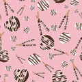 Chocolate Covered Pretzels And Stick Pretzels Seamless Pattern On Pink Background Design