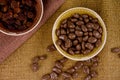 Chocolate Covered Raisin in a bowl top view stock images Royalty Free Stock Photo