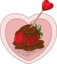 Chocolate Covered Strawberrie and Heart Royalty Free Stock Photo