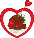 Chocolate Covered Strawberrie and Heart Royalty Free Stock Photo