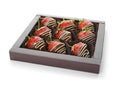 Chocolate covered strawberries on white background Royalty Free Stock Photo