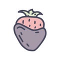 chocolate covered strawberry color vector doodle simple icon