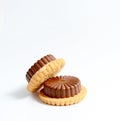 chocolate cream biscuit isolated on white. Royalty Free Stock Photo