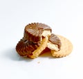 chocolate cream biscuit isolated on white. Royalty Free Stock Photo