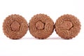 Chocolate cream biscuits in white background. Royalty Free Stock Photo