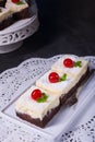 Chocolate cream cake with cherries Royalty Free Stock Photo