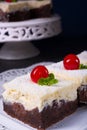 Chocolate cream cake with cherries Royalty Free Stock Photo