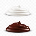 Chocolate and cream drops isolated