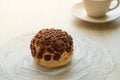 Chocolate cream puff cake. eclair cake Royalty Free Stock Photo