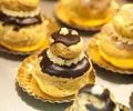 Chocolate cream puff pastry called religieuse in French