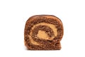 Chocolate cream roll isolated on white background. Confectionery Royalty Free Stock Photo