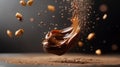 Chocolate Cream Splash with Peanuts and Cocoa Powder Royalty Free Stock Photo