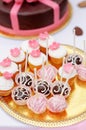 Chocolate and creamy pop cakes and cupcakes Royalty Free Stock Photo