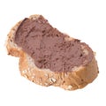 Chocolate creamy spread on brown whole wheat bread slice isolate Royalty Free Stock Photo