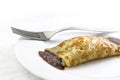 Chocolate crepe on dish Royalty Free Stock Photo