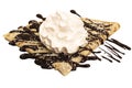 Chocolate crepe with sugar and whipped cream Royalty Free Stock Photo