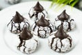 Chocolate crinkle cookies in powdered sugar Royalty Free Stock Photo