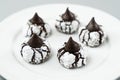 Chocolate crinkle cookies in powdered sugar Royalty Free Stock Photo