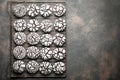 Chocolate crinkle cookies with powdered sugar Royalty Free Stock Photo