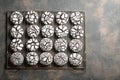 Chocolate crinkle cookies with powdered sugar Royalty Free Stock Photo